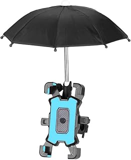 Motorcycle Cell Phone Holder All-Round Adjustable Cell Phone Holder with Mini Umbrella Accessories Rain and Sun Protection... Price In India