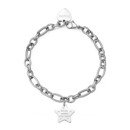 S'Agapõ Bracciale Donna in Acciaio con Simbolo Stella | Collezione Be My Family - SBY026