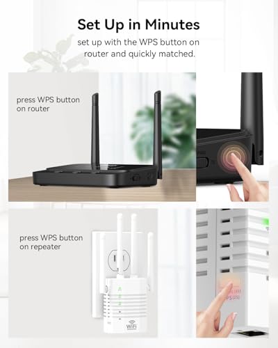 Image of Dual Band 5GHz /2.4GHz WiFi Extender,1200Mbps WiFi Extender Signal Booster 12880 Sq.Ft Coverage, EasyMesh & 105 Device Support