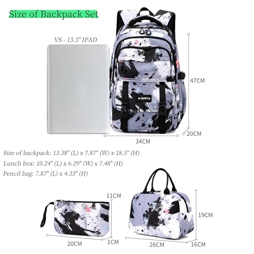 Purple Backpack for Girls Kids Backpacks with Lunch Box Elementary Middle High School Backpacks Students Bookbag Set School Bags for Teens Girls (Purple)3