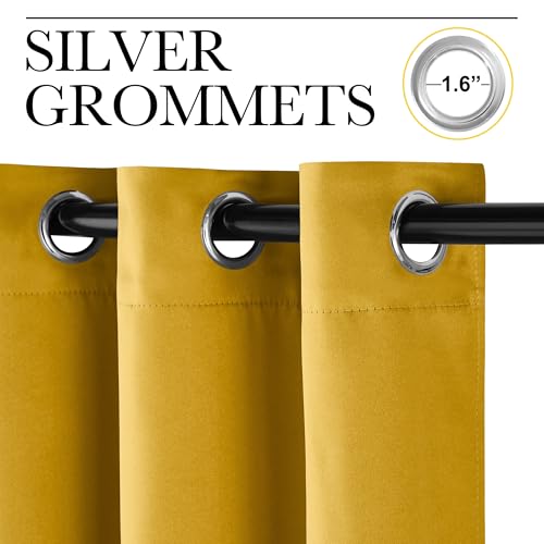 Image of NICETOWN Gold Blackout Cafe Faux Silk Curtains for Small Windows, 42 inch Wide by 63 inch Long, 2 Panels, Grommet Privacy Blackout Satin Drapes for Home Decoration