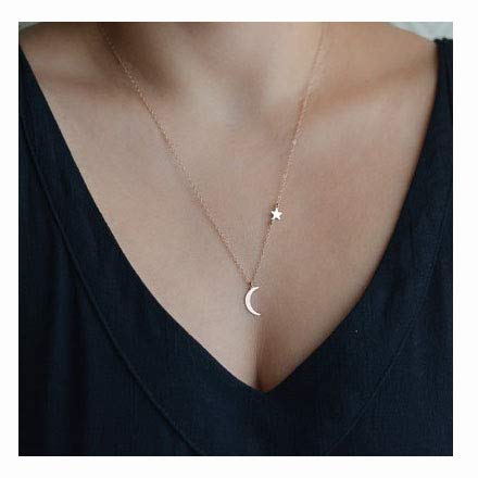 Aluinn Moon Pendant Necklace Dainty Star Necklace Chain Gold Necklace Jewelry Necklace for Women and Teen Girls