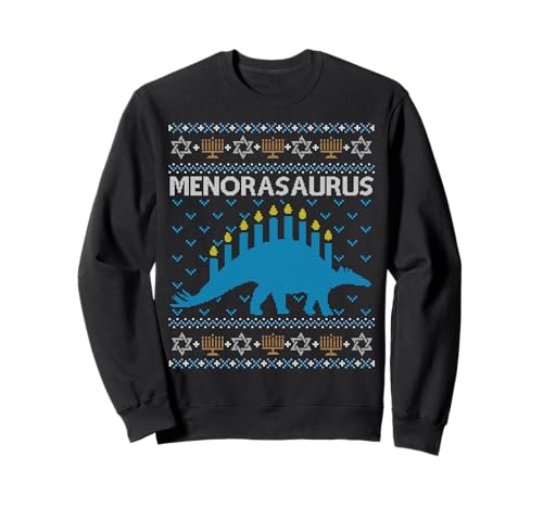 Funny Ugly Hanukkah Sweater Dinosaur Menorah Dino Sweatshirt Sweatshirt