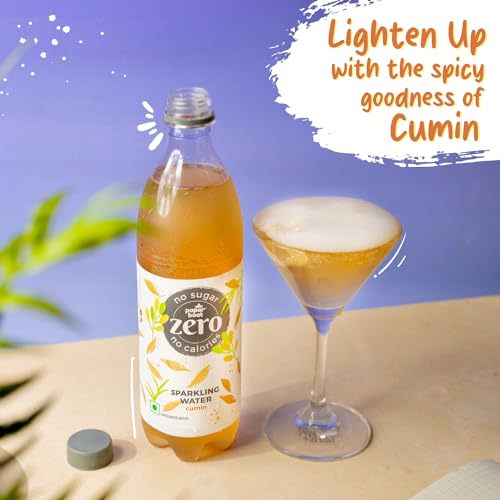 Paper Boat Sparkling Water, Cumin Flavoured Fruit Drink, Sugar Free, Zero Calories, Zero Sugar (Pack of 6, 600ml Each)