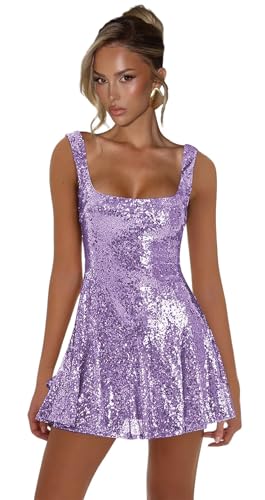 Sequin Homecoming Dresses for Teens Short Sparkly Prom Dress Square Neck Cocktail Party Gown