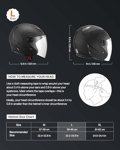 image for VEVOR Motorcycle Helmet, 3/4 Open Face, Adult Motocross Dirt Bike Helm