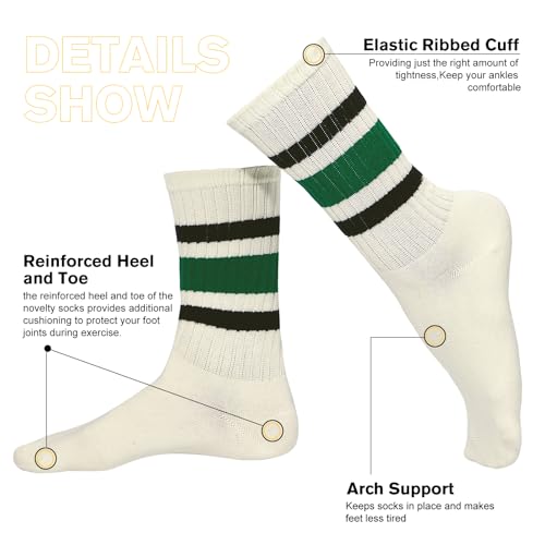 Image of American Trends Womens Novelty Striped Crew Socks Athletic Vintage Slouch Mid Calf Tube Socks