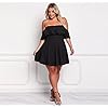 ROSIANNA Women's Off Shoulder Strapless Ruffle Mini Plus Size Swing Dresses (Black, x_l)