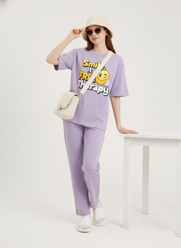 Image of My Swag Women Night Suit Cotton | Stylish Printed T-Shirt Pajama Set | Comfortable Sleepwear, Lounge Wear & Daily Home Wear | Plus Size