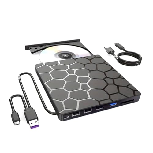 Bloepum External DVD RW Drive USB 3.0 Type C 7 In1 Interface Slim DVD CD Writer Burner Reader Player Optical Drive for Laptop PC