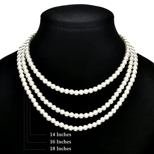 Wwbginf 6Mm Pearl Choker Necklace For Women Girls 14K Gold Plated Toggle Clasp Small White Faux Pearl Strand Dainty Pearl Jewelry 14 16 18 Inches #TOP5