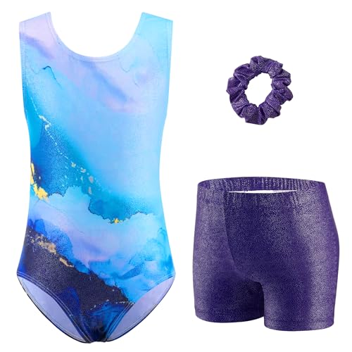 Justaucorps de gymnastique fille 3-10 ans avec short et bandeau imprimé