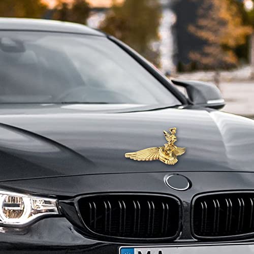 Image of Goddess Hood Ornaments for Cars Angel Flying Wings Logo Car Front Bonnet Stand Cars Metal Stickers Decals 3D Emblem Badge Auto Sticker Symbol Hood Ornament for Trucks Vehicle (Golden)