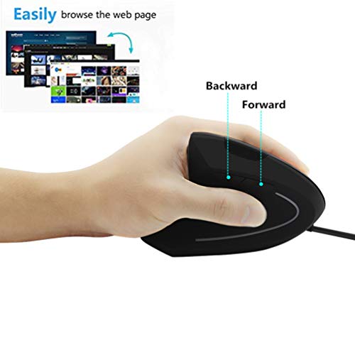 Ratón para zurdos vertical con cable USB y 1600 DPI óptico regulable 4