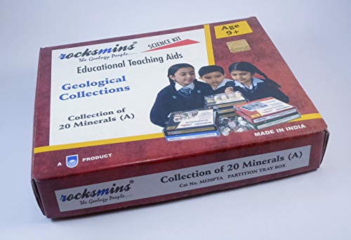 rocksmins Mi20Pt Minerals Collection Set of 20 for Students: Educational Kit - Earth Science - School Students - Unisex - 8-10 Years