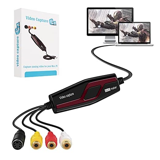 DIGITNOW USB 2.0 Video Capture Card Device Converter, Easy to Use Capture, Edit and Save Analog Video to Digital Files for Your Mac OS X or Windows 7 8 10 PC, One Touch VHS VCR TV to DVD