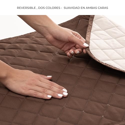 Miniatura 5 de Fundabel - Funda Cubre Sillón Due Acolchada Reversible, 1 Plaza 55 Cm , Color Marron Beige, Protector De Sillón Relax Y Orejero, Tacto Suave Y Resistente, Ideal Para Mascotas, Fabricada En España