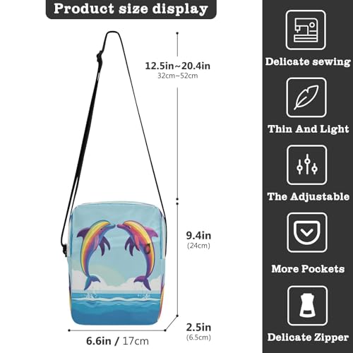 Small Messenger Bag Pride Dolphin Blue Crossbody Bag for Men Women Purse Fanny Pack for Outdoor Travel Business4