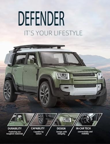 Image of Scale 1:32 Defender Alloy Diecast Pullback Metal Car Toy with Sound Light & Opening Doors - Great Gift Toy for Kids【Colors as Per Stock】