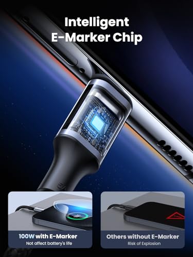 Image of UGREEN 100W USB C to USB C Cable, Type C Power Delivery PD Fast Charging Cord, USB2.0 480Mbps for iPhone 16 Pro Max, MacBook Pro, iPad Pro, Dell XPS, Chromebook, Pixel, Galaxy S24, Switch, 0.5M, Black