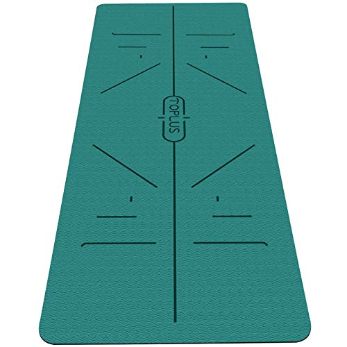 TOPLUS Yoga Mat, Body Alignment System, Extra Large Eco Friendly Non-Slip Exercise & Fitness Mat with Carrying Strap, Workout Mat for All Type of Yoga, Pilates and Floor Exercises