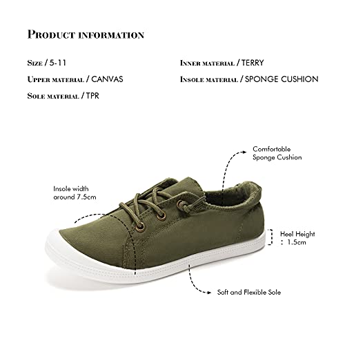 Image of FUNKYMONKEY Slip-On Canvas Sneakers for Women, Comfortable Lightweight Lace-Up Flat Casual Tennis Shoes Breathable Walking Shoes for Everyday Wear