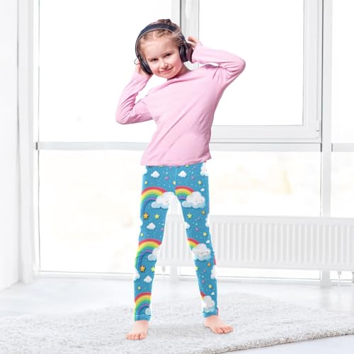 Cartoon Rainbow Cloud Stars Girls Casual Leggings for Kids Printed Long Pant Bottoms Stretch and Soft4