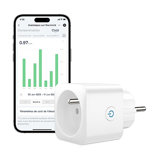 EIGHTREE - Toma conectada WiFi, toma Alexa programable, compatible con Alexa/Google Home, Smart Life APP, seguimiento de consumo, control de ventilador/aire acondicionado, 2,4 GHz Wi-Fi, 16A 3680W, 1