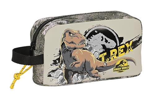 Safta JURASSIC WORLD WARNING - Porta Desayunos Térmico, Termo, Portatodo, Calidad y Máxima Resistencia, Porta Comida, Recreo, 21.5x6.5x12 cm, Color Gris