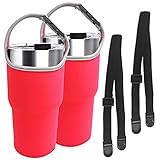 DanziX Trinkbecherhalter, Ersatzh&uuml;lle aus Neopren, mit Tragegriff, Rot, 2 St&uuml;ck