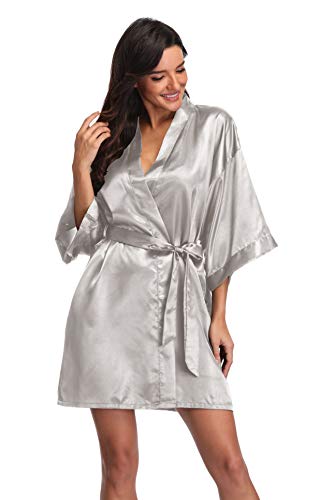 Image of Women's Pure Short Silky Robes Bridesmaid Bride Party Satin Robes Sleepwear