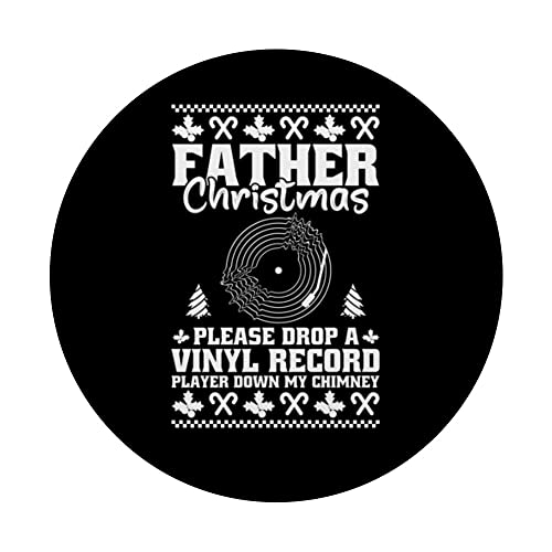 Vinyl Xmas Disc - Lp Record Vinyl Christmas PopSockets Swappable PopGrip, Black - Image 3