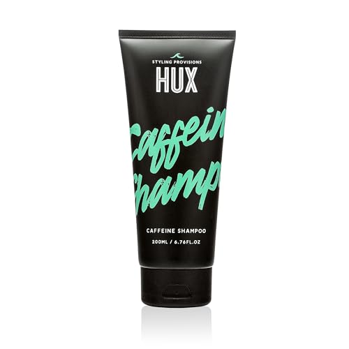 Champú con cafeína HUX, un champú para cabello y barba con una mezcla única de aloe vera, cafeína estimulante y aceite esencial refrescante de pachulí, 200 ml
