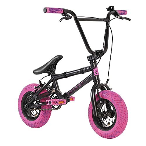 Invert IVS Mini bicicleta BMX, vástago de carga superior, sillín fijo, marco de acero ligero de alta resistencia, BMX de estilo libre con neumáticos de mármol personalizados para niños de 6 años en