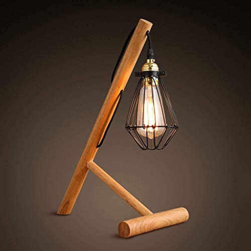 Lampe de bureau chic E27 bois massif luminaire de table chambre hotel - 2