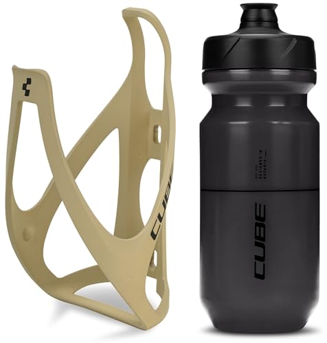 Cube HPP Cage - Matt Sand & Flow Bottle - Black, 500ml / Pair Kit Set Drinking Drink Water Juice Bidon Flask Holder Mount Bracket Bicycle Cycling Cycle Biking Bike Mountain MTB Road Riding Ride