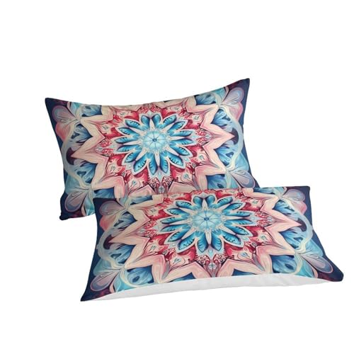 Parure de couette 140x200 fleurs polygonales drap lit microfibre avec fermeture éclair enfant