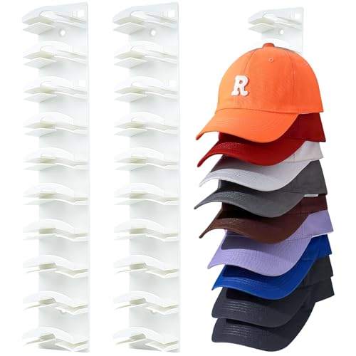 Consejos para Comprar Estanterías para colgadores - solo los mejores. 48 2 Pcs Organizador de Gorra, Porta Cachuchas con Adhesivos Pared, Perchero y Estante para Gorra, Soporte Ganchos de Sombreros, Colgador portagorras, Hanging Hat Organizer para...