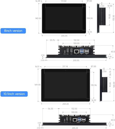 Image of Industrial HMI All-in-one 10.1inch Touch Display Compatible with Raspberry Pi 4 (Included), Supports Dual 4K HDMI Output, 10-Point Touch, Aluminum Alloy Case @XYGStudy (PI4-HMI-101D)