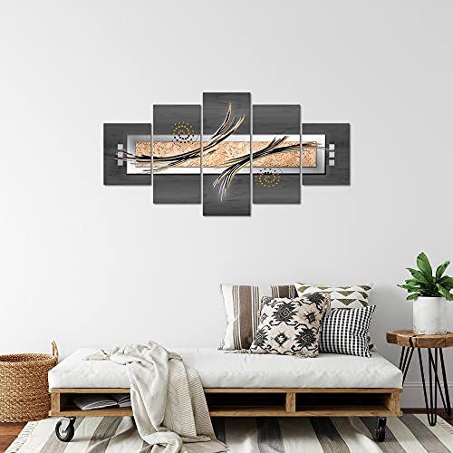 Astratto Murali Tela Non Tessuta 5 Pezzi Grigio