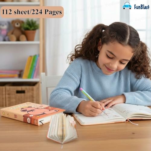 Image of FunBlast Capybara Diary for Girls - Kawaii Journal Diary with Buckle Lock, Cute Notepad for Students, Stationery Diaries for Writing & Drawing, Birthday Gift for Kids (Random;A6)