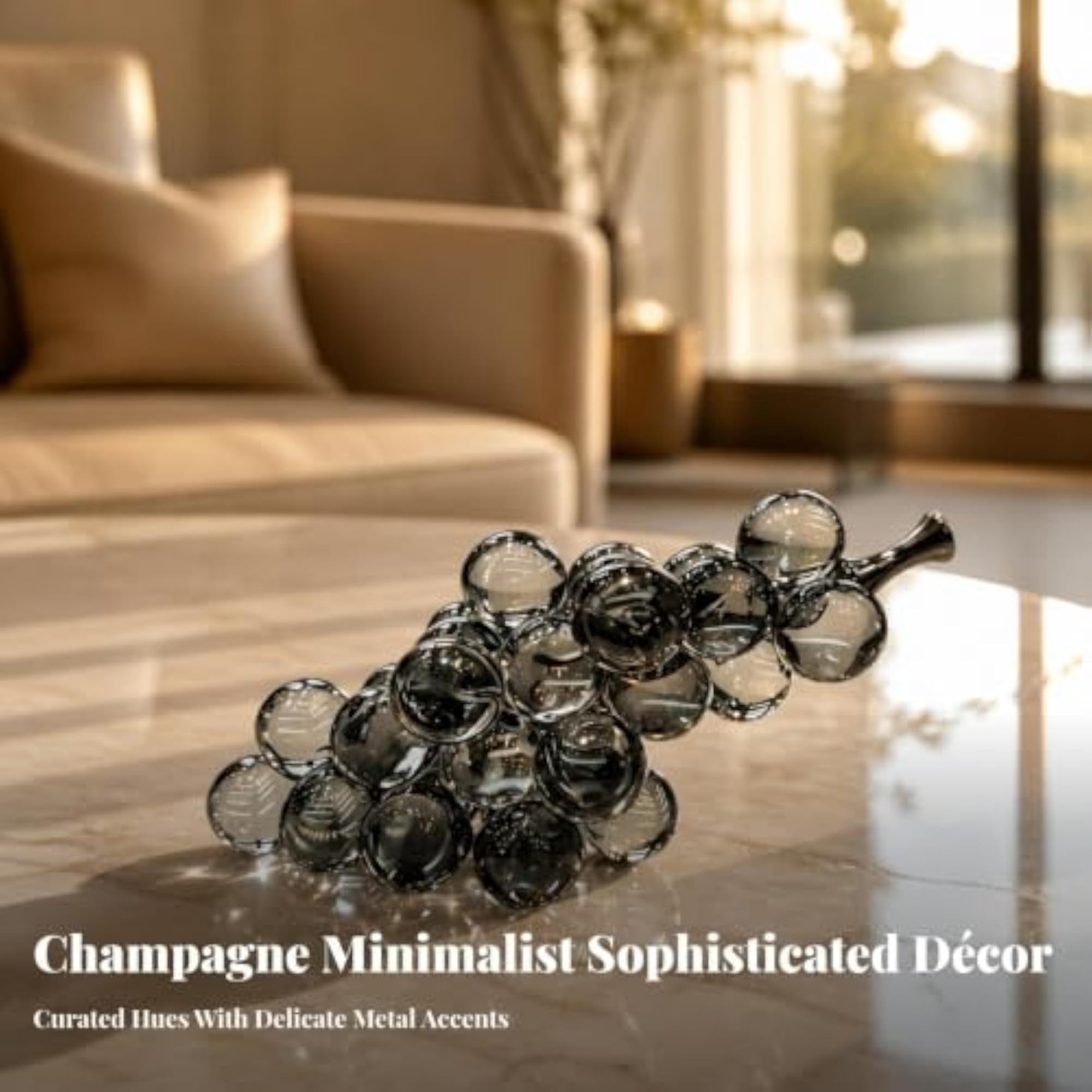 Tabletop Crystal Grape Figurine, Elegant Decorative Highlight
