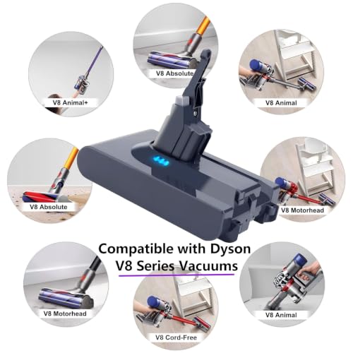 Image of Biswaye V8 Battery Replacement Compatible with Dyson V8 SV10 Battery 215681 V8 Animal Plus V8 Absolute V8 Motorhead V8 Carbon Fiber Cord V8 Animal Cordless Vacuum Battery