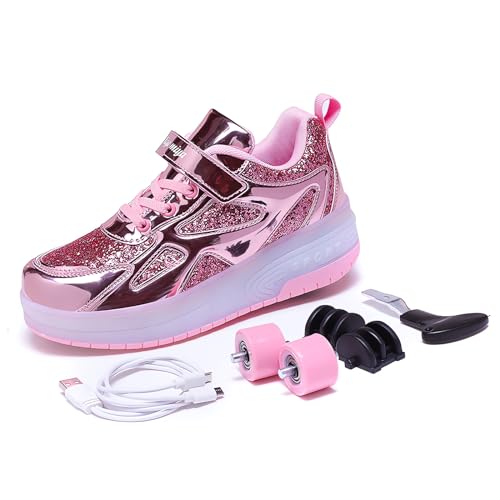 Ufatansy Roller Shoes Girls Boys Sneakers with Wheels Roller Skate Shoes USB Charging with LED Light Up Shinny Skates for Beginner Trainers Kids Lightweight Breatheable Shoe Footwear2