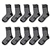 Comfoex 10 Pairs Boys Crew Long Athletic Socks for 4-6 6-8 8-10 Years Old Kids Calf Sports Half Cushioned