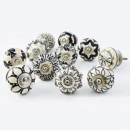 The Himalaya Craft Knobs for Drawers - Vintage Assorted Ceramic Drawer Handle for Kitchen Cabinets Home Interior Décor Furniture Hardware (10, Black& White) - Pack of 10 (B08T9T28Y2) Amazon Price History, Amazon Price Tracker
