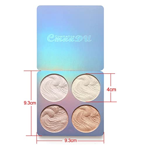Cigooxm 4-em-1 Shimmer Highlighter Powder Palette Illuminator Powder Palette Highlighter Cozido À Pr