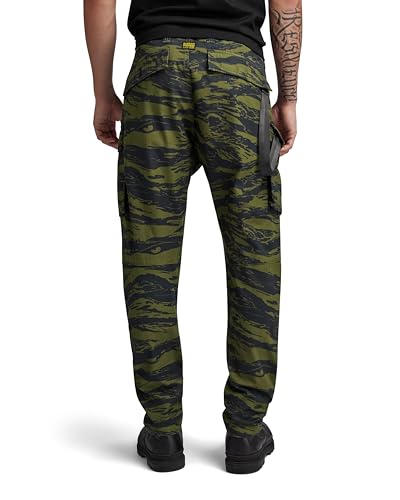G-STAR Raw - Mens 3D Regular Tapered Cargo 2.0 5-Pocket Pants, Color Shadow Olive 2L Tiger Camo, Size: 32W x 32L2