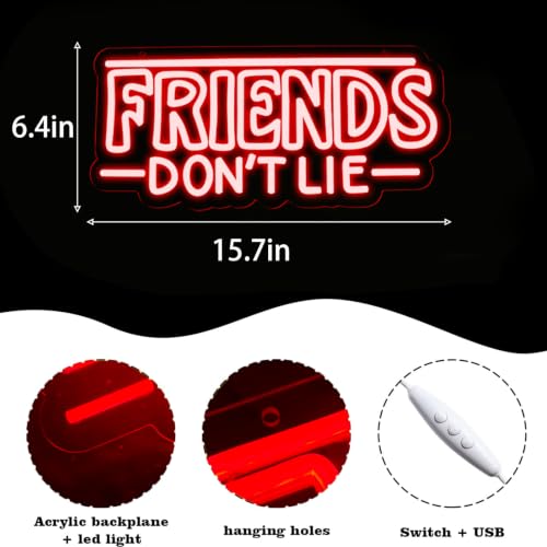 Image of Pugna Friends Don't Lie Neon Signs for Wall Decor Neon Lights for Bedroom Led Signs Suitable for Dormitory Man Cave Christmas Gift