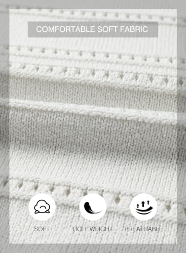 Image of SHEWIN Women's Sweaters Crew Neck Crochet Sweater Lightweight Knit Long Sleeve Tops Shirts Loose Fit Spring 2026